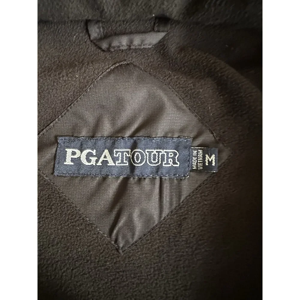PGA Tour Men' Official Long Sleeve Hoodie WindbreakerFull‎ Zip Black/Whit…